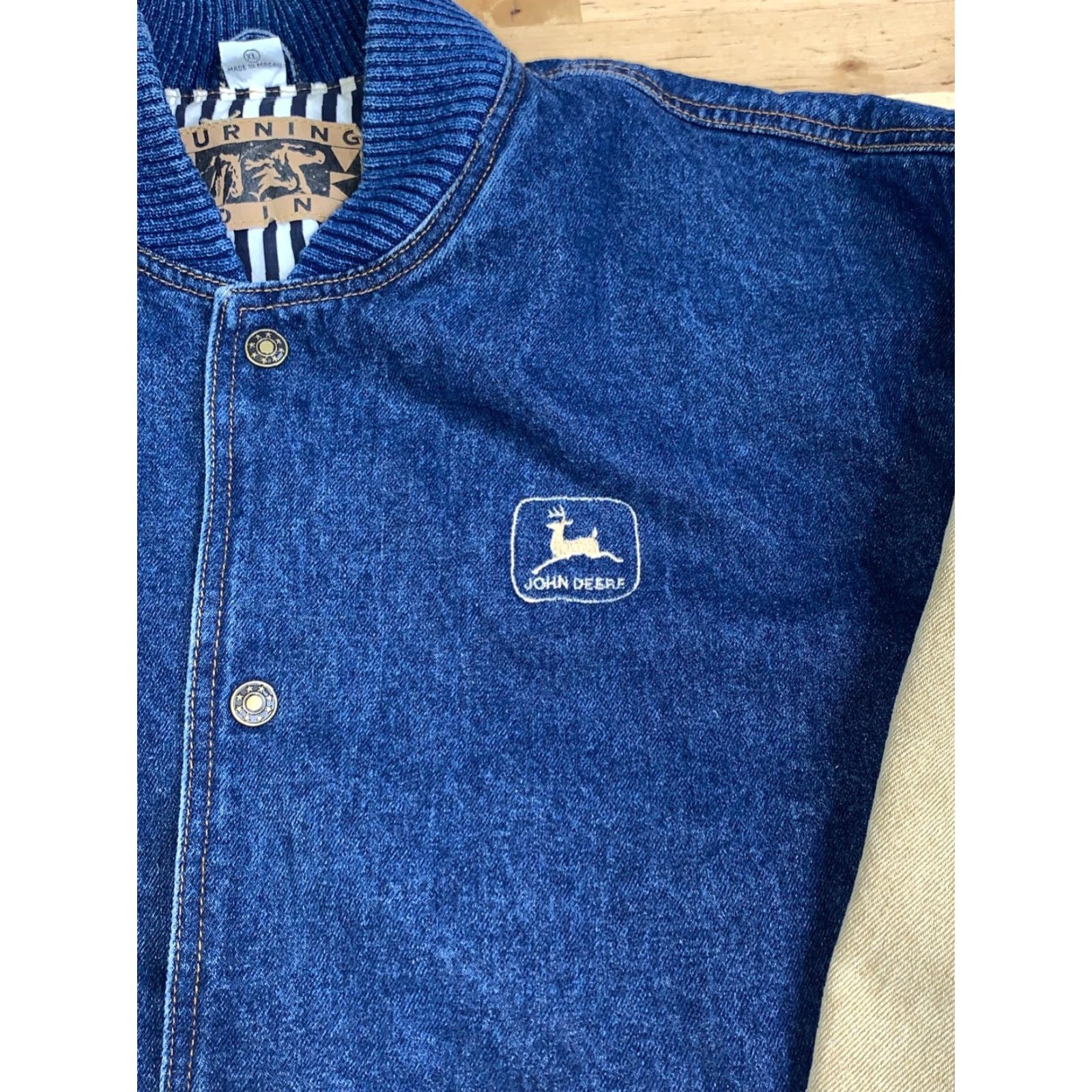 Denime VINTAGE Turning Point Denim Bomber Jacket Mens XL Blue Logo Embroidered Lined Shirt? Size US XL / EU 56 / 4 - 6 Thumbnail