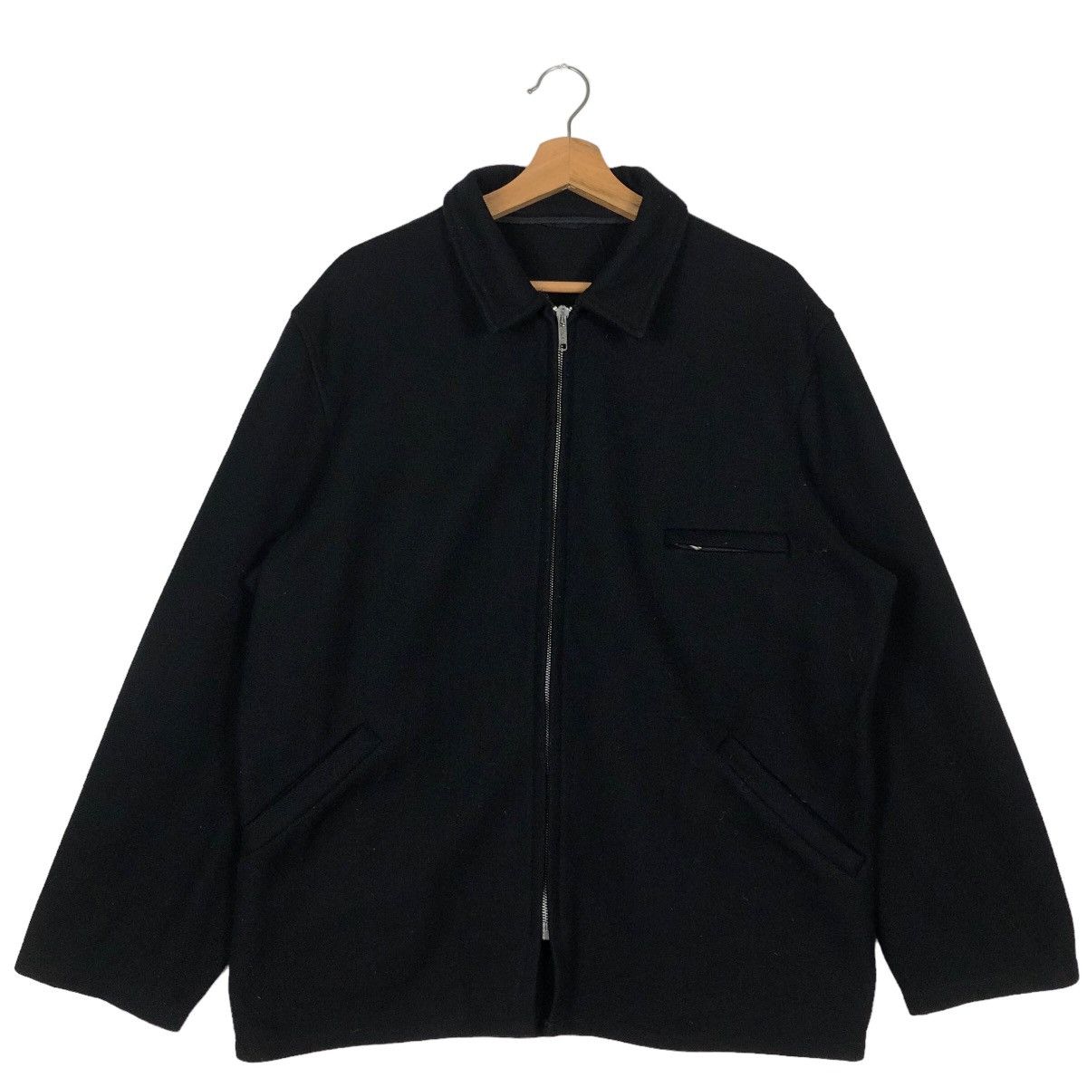 Vintage 🔥Iconic Black - 90’s Biker Wool Jacket Fidelity USA Size US L / EU 52-54 / 3 - 1 Thumbnail