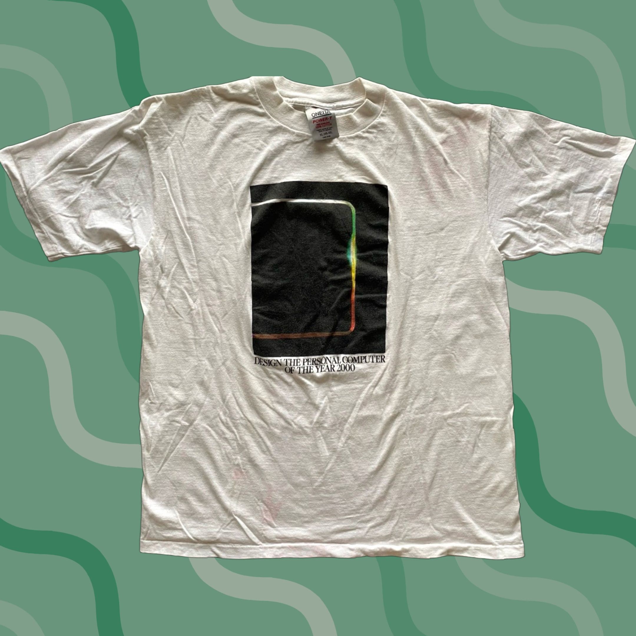 Vintage VINTAGE Apple Computer Design Contest T Shirt Oneita XL White Logo Men T-Shirt XL Logo Geek USA 90s? (limit 200) Size US XL / EU 56 / 4 - 1 Thumbnail