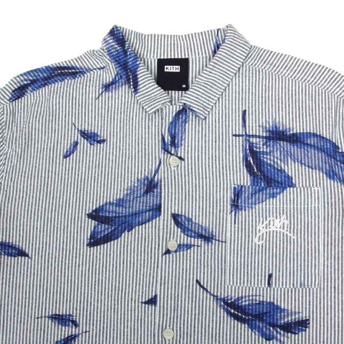 Kith KITH Feather Seersucker Camp Shirt Blue Gray White Striped