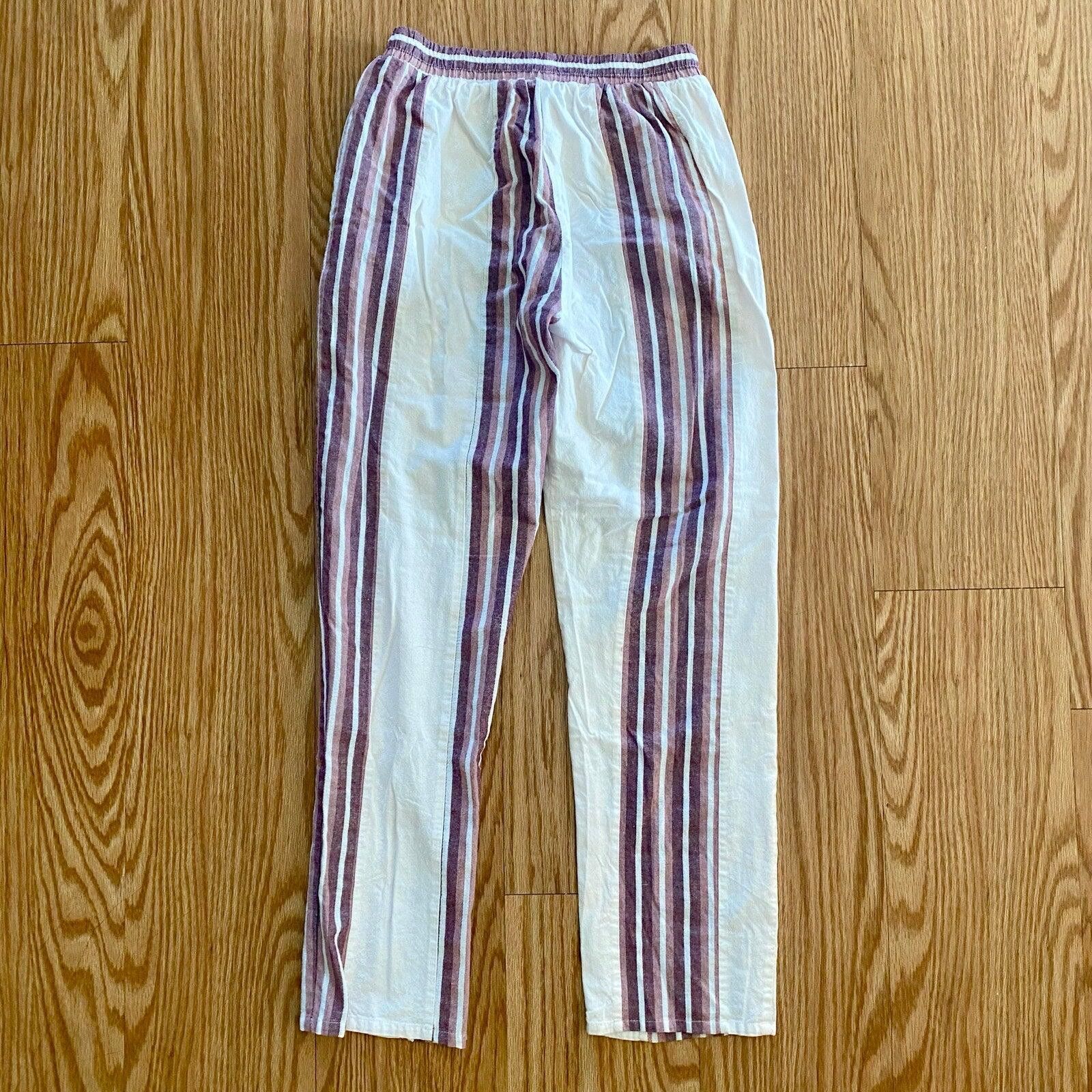 Cherry LA Cherry Paris Striped Pink & White Lounge Pants Womens Medium Size ONE SIZE - 7 Thumbnail