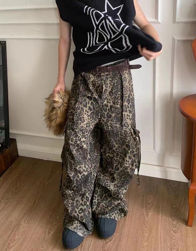 image of Graphic Baggy Leopard Pants, Men's (Size 30)