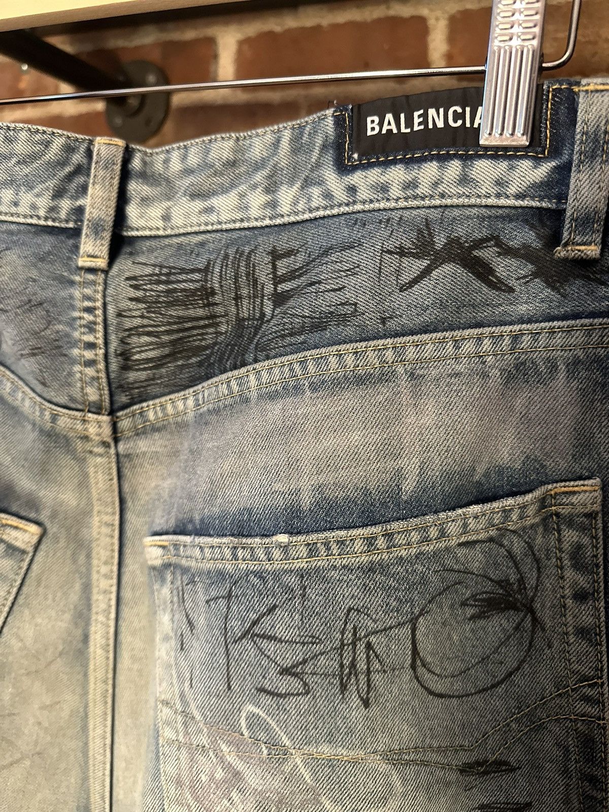 Balenciaga SS/23 Runway Mud Show Graffiti Denim (Left Hand) Size US 31 - 11 Thumbnail