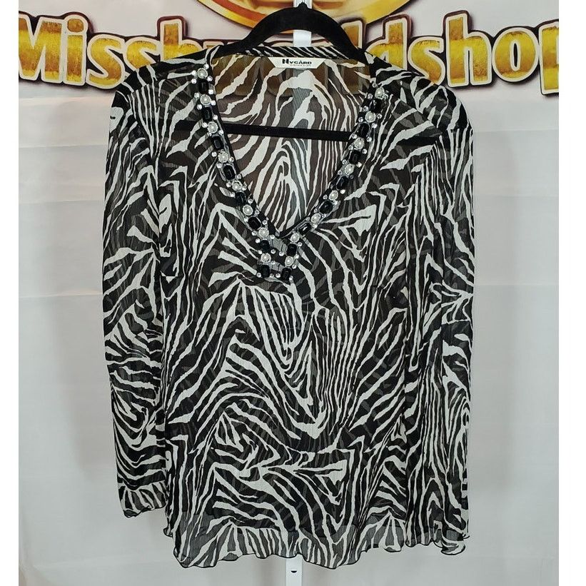 Other Nygard Collection Zebra Print Sheer Jewel Neckline Blouse M Size M / US 6-8 / IT 42-44 - 5 Thumbnail