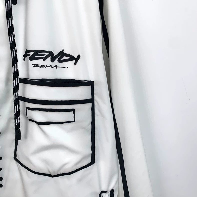 Fendi Fendi White Graffiti Hooded Zip Jacket Size US M / EU 48-50 / 2 - 4 Thumbnail