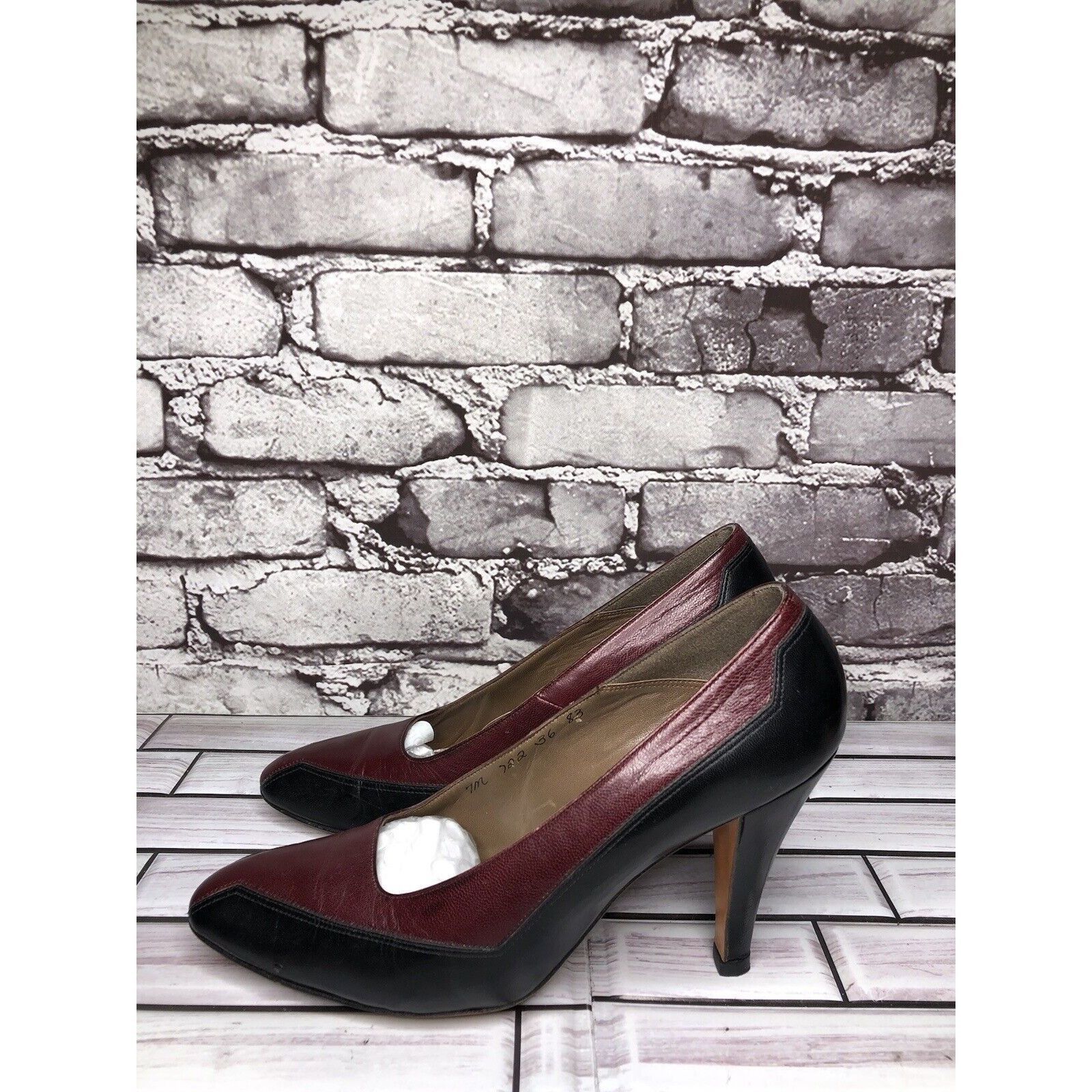 Other Bill Valentine VTG Burgundy Leather Slip On Classic Heels Wo Size US 7 / IT 37 - 1 Thumbnail