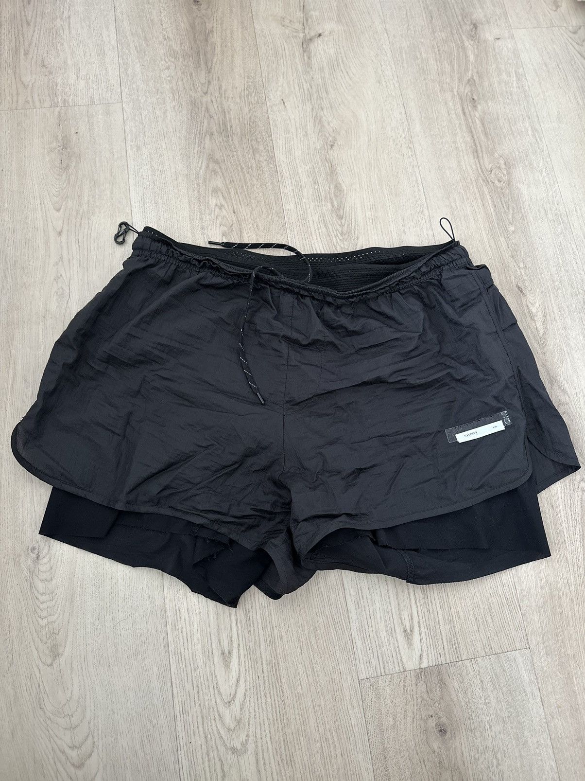 image of Satisfy 3 In Rippy Tech Run Shorts Size 3 in Black, Men's
