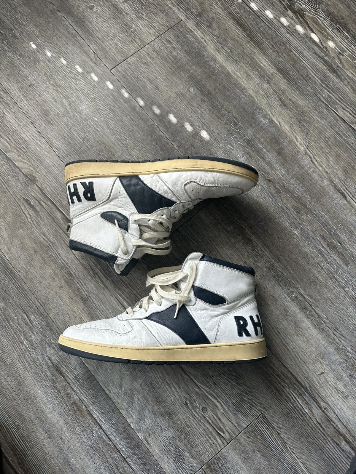 Rhude Rhude Rhecess Hi White/Navy Blue Size US 12 / EU 45 - 1 Thumbnail