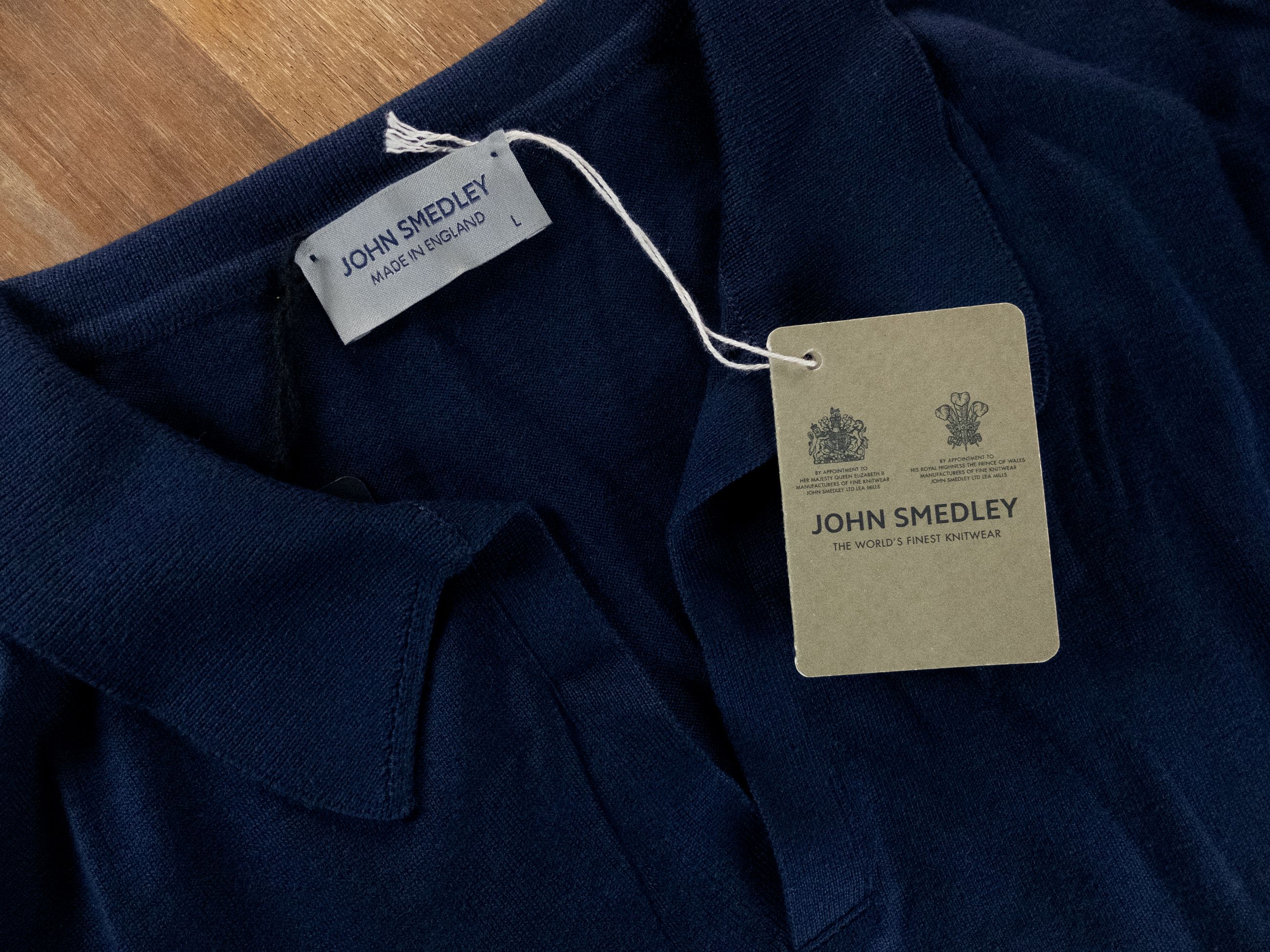John Smedley JOHN SMEDLEY Noah navy blue knit cotton polo shirt Large q Size US L / EU 52-54 / 3 - 5 Thumbnail