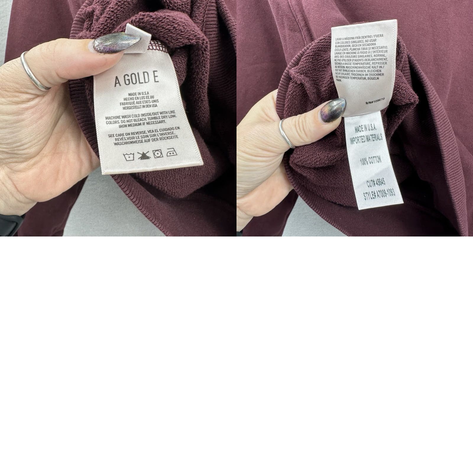 Agolde Agolde Sweatshirt Womens Small Long Sleeve Terry Fleece Pullover Purple City Modern 90s Mens Womens Size S / US 4 / IT 40 - 9 Thumbnail