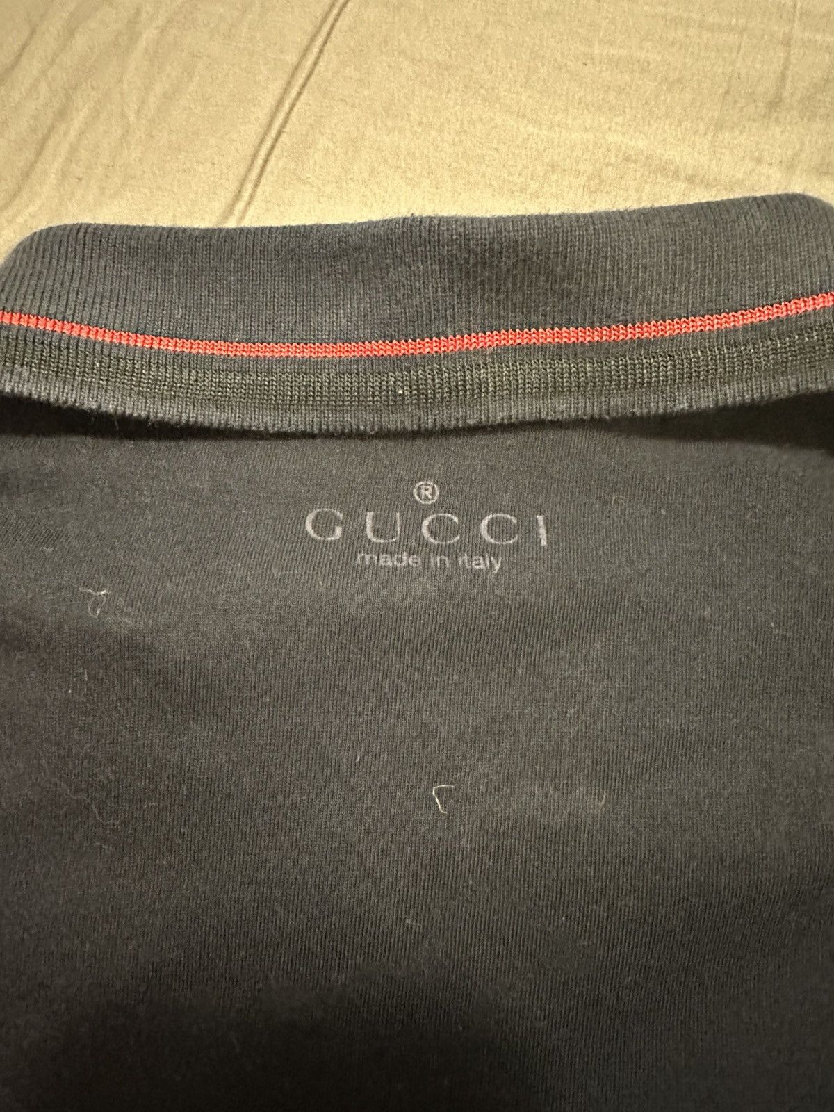 Gucci Gucci Navy Polo with striped collar Size US L / EU 52-54 / 3 - 10 Thumbnail