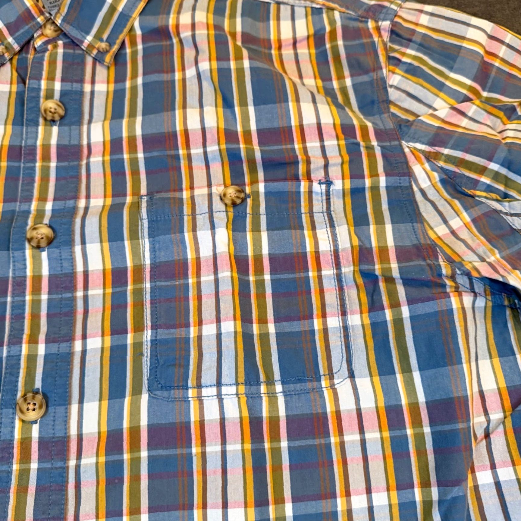 Duluth Trading Company Duluth Trading Co Plaid Button-Down Shirt Mens Large Blue Short Sleeve Cotton Shirt Size US L / EU 52-54 / 3 - 6 Thumbnail
