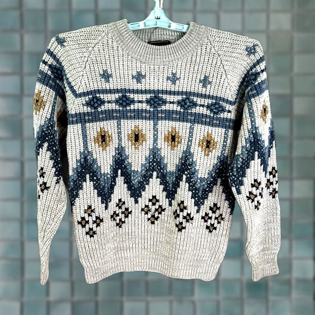 Vintage VINTAGE Le Chevron Acrylic Sweater Mens Size S Crew Neck Fair Isle Geometric Blue 80s 90s Bohemian Size US S / EU 44-46 / 1 - 1 Thumbnail