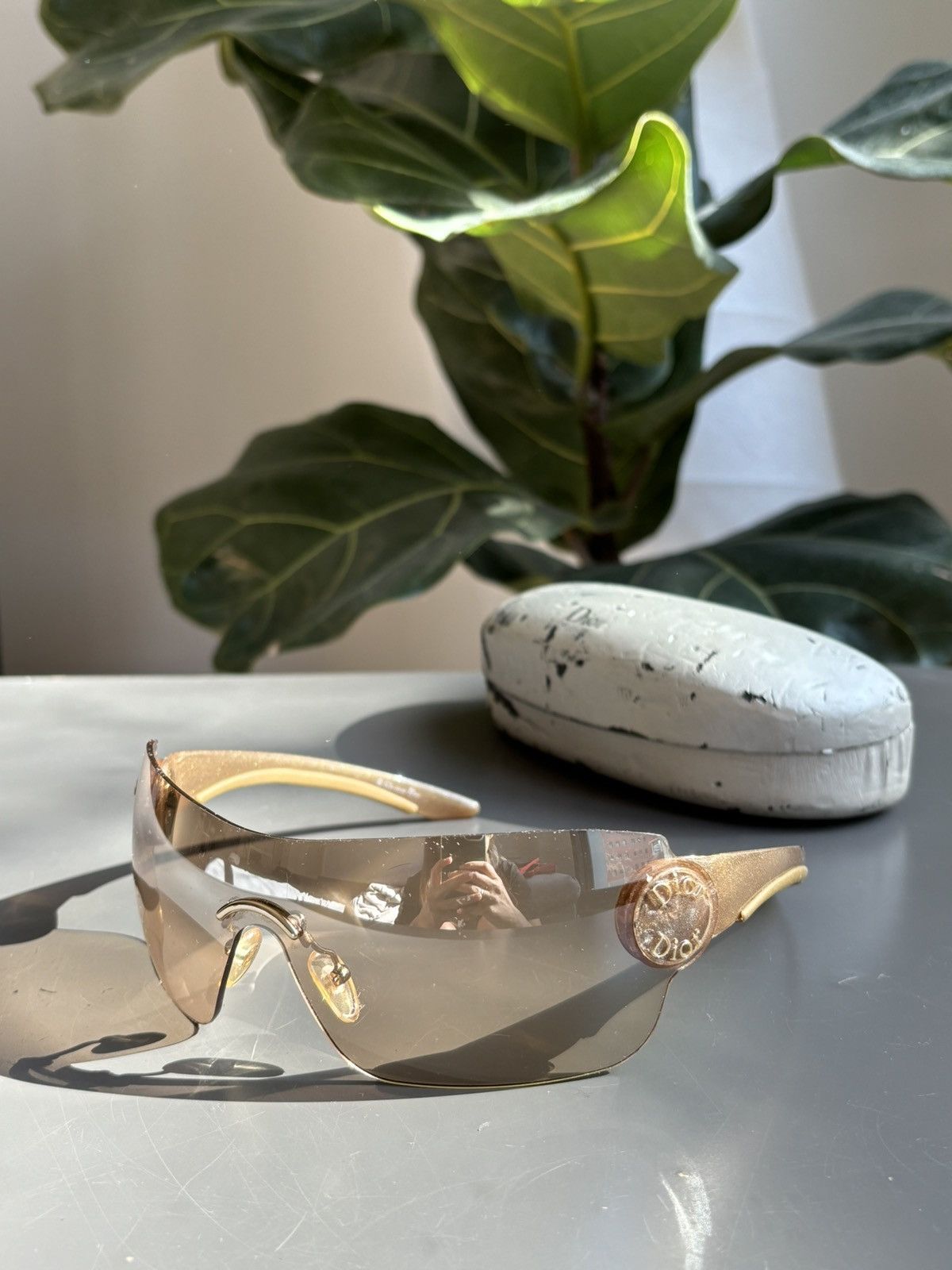 image of Dior Sunglasses Schlak 2 Ski Mask Bike Vintage 90's in Gold, Women's