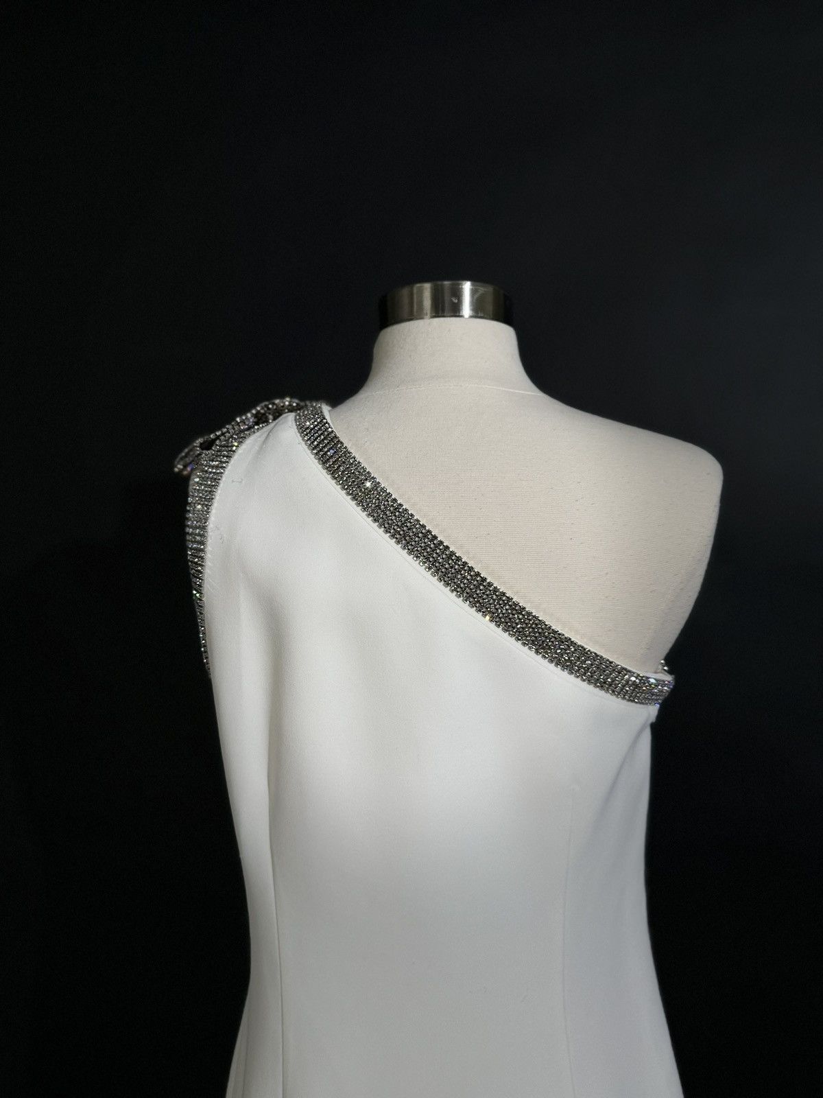 Other US 4&8 ELIE SAAB White Diamante Embellished Crepe Mini Dress Size M / US 6-8 / IT 42-44 - 7 Thumbnail