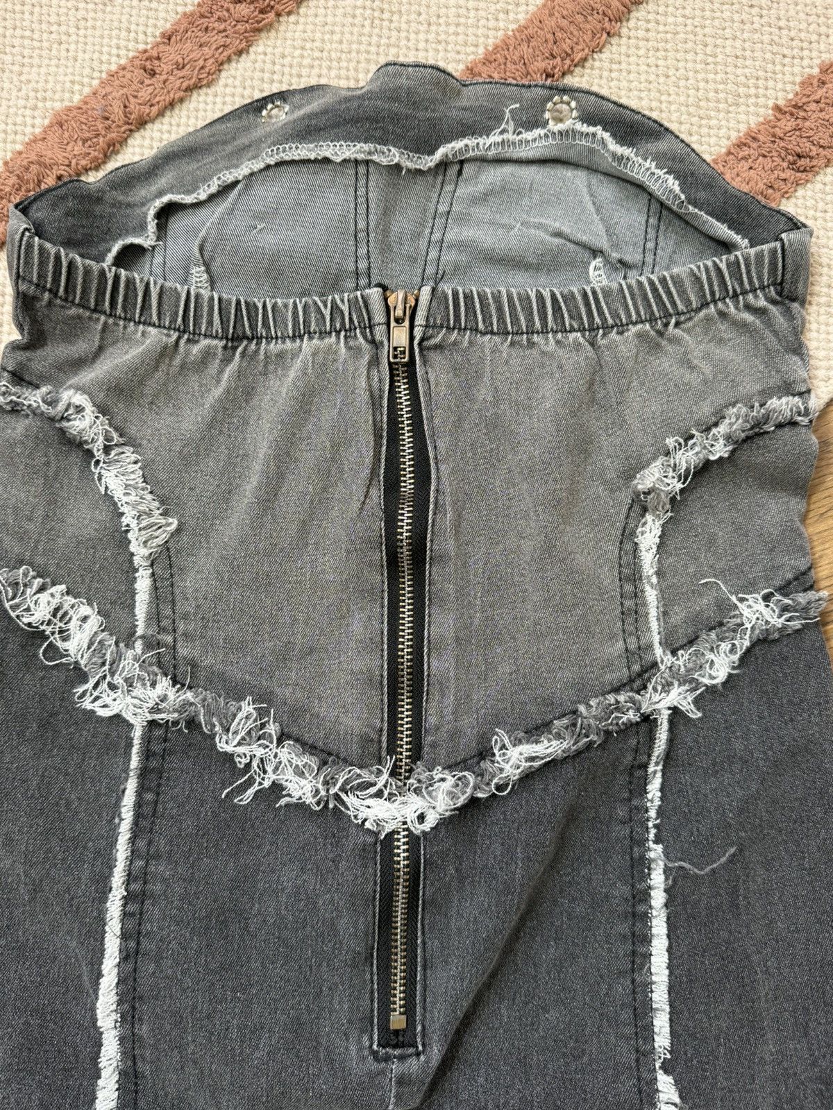Vintage VINTAGE 2000s DISTRESSED STYLE MINI DENIM DRESS Size L / US 10 / IT 46 - 8 Thumbnail