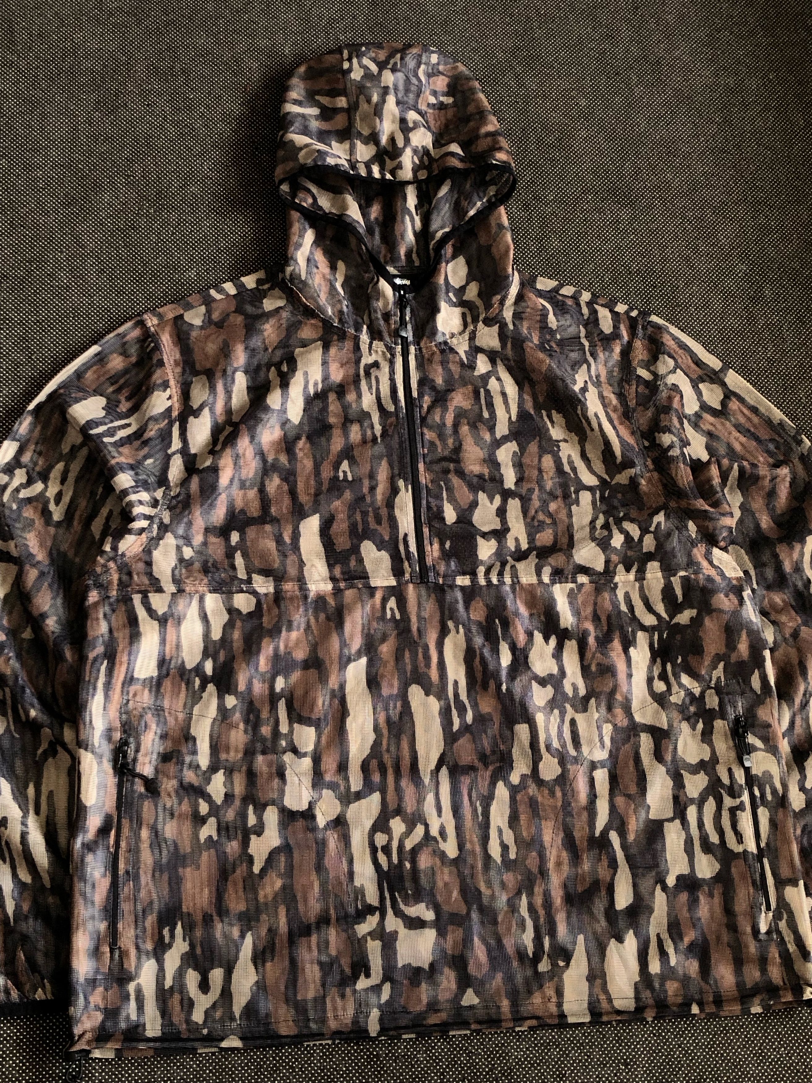 Stussy RARE🔥SS19 TREE BARK CAMO POLY-MESH 1/2 ZIP PULLOVER Size US XL / EU 56 / 4 - 10 Thumbnail