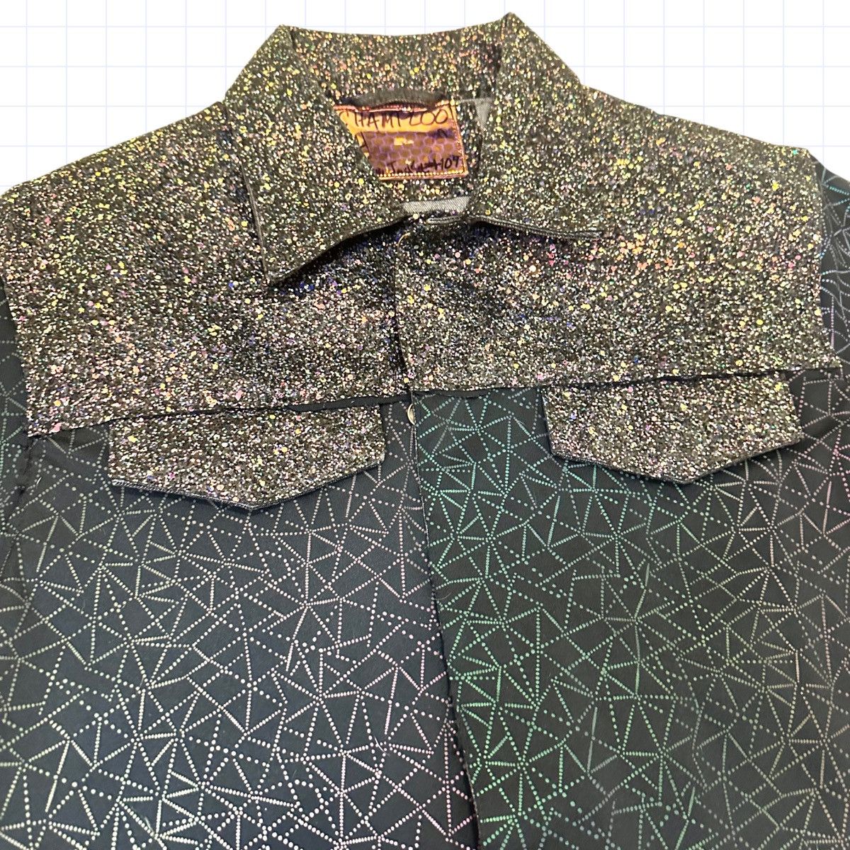 Designer Silk Samurai CHAMPLOO Reflective Glitter Denim Jacket Large Size US L / EU 52-54 / 3 - 6 Thumbnail