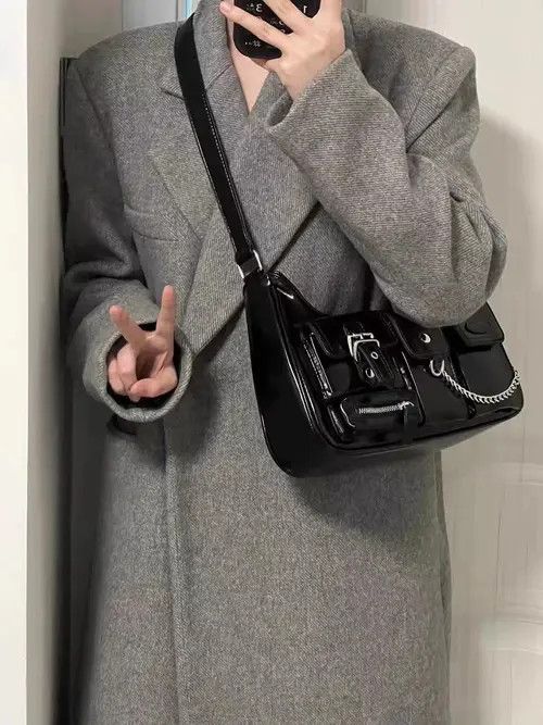 Designer × Japanese Brand Retro y2k versatile shoulder bag for women black Size ONE SIZE - 4 Thumbnail