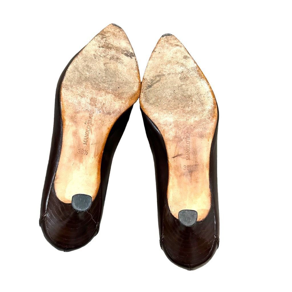 Manolo Blahnik Manolo Blahnik Women's Pumps Pointed Toe Low Kitten Heel Sli Size US 8.5 / IT 38.5 - 4 Thumbnail