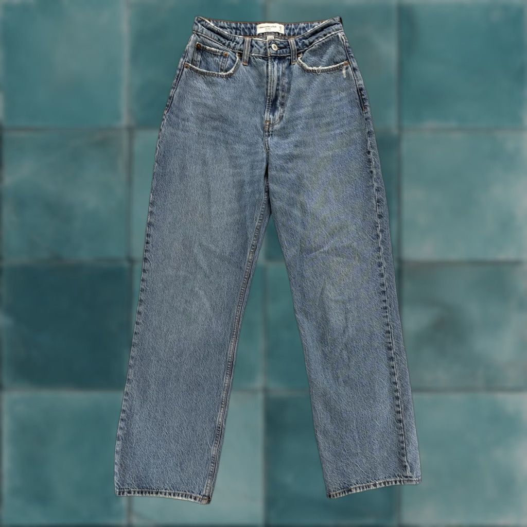 Abercrombie & Fitch Abercrombie & Fitch Jeans Womens 0 Blue High Rise Wide-Leg 25in Inseam 30in Distressed Pockets Stretch Denim Skinny? (Note: This line seems off) Size 25" / US 0 / IT 36 - 1 Thumbnail