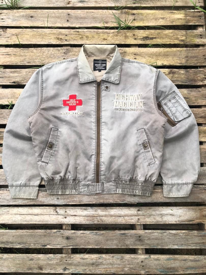 Vintage Yellow Corn Bomber Jacket Distressed