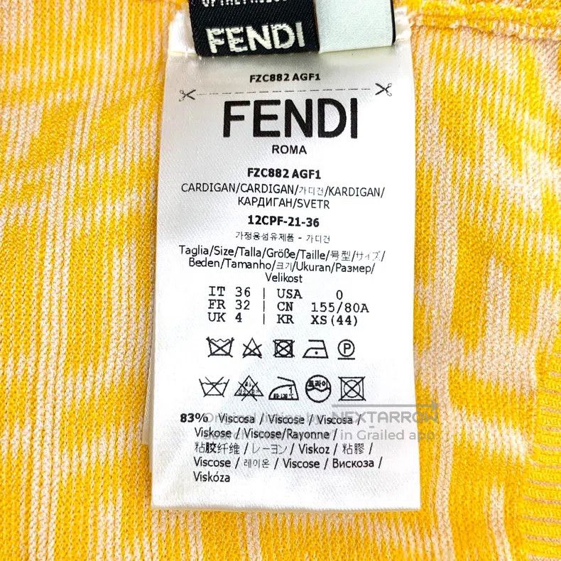 Fendi Fendi Yellow Logo Letter Jacquard Full-Print Round Neck Si Size 4XL / US 24-26 - 7 Thumbnail