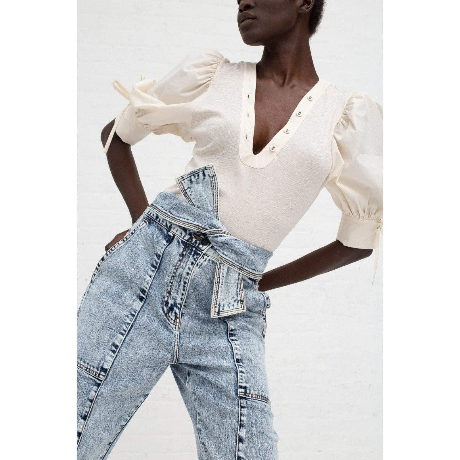 Ulla Johnson Ulla Johnson $395 Storm Jeans Tie Waist Cotton Blnd Acid Was Size 26" / US 2 / IT 38 - 2 Thumbnail