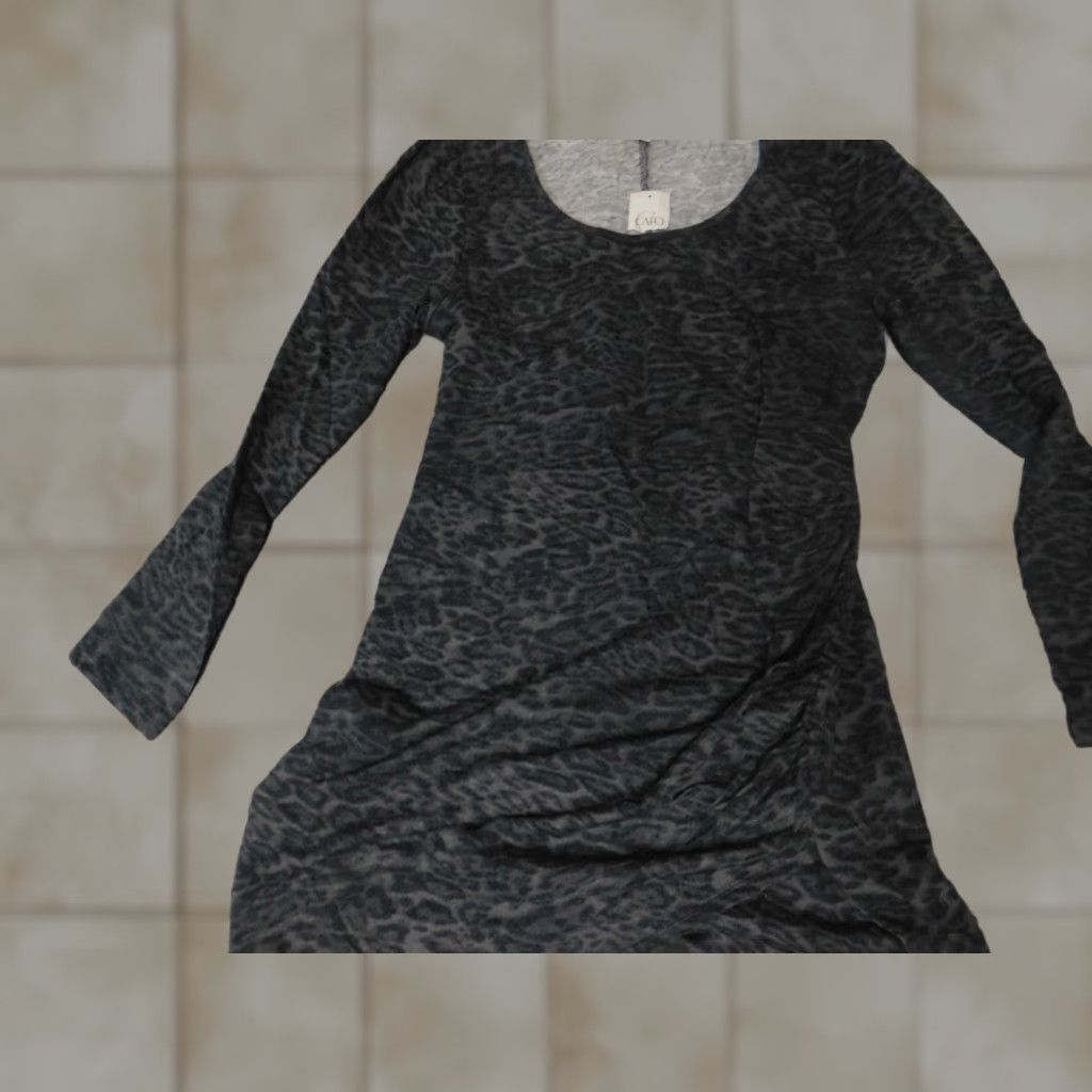 Vintage Cato Womens Dress Midi A-Line Mock Neck Long Sleeve Puff Sleeve Cotton Polyester Knit Crochet Gray M Size M / US 6-8 / IT 42-44 - 1 Thumbnail