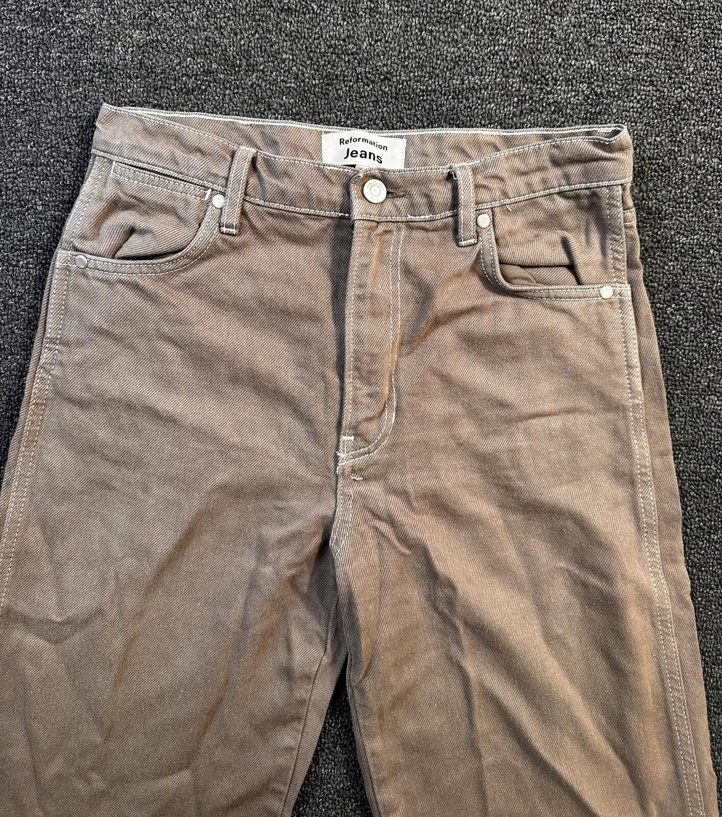 Other Reformation Brown Wide Leg Jeans Sz 27 Size 27" / US 4 / IT 40 - 2 Thumbnail