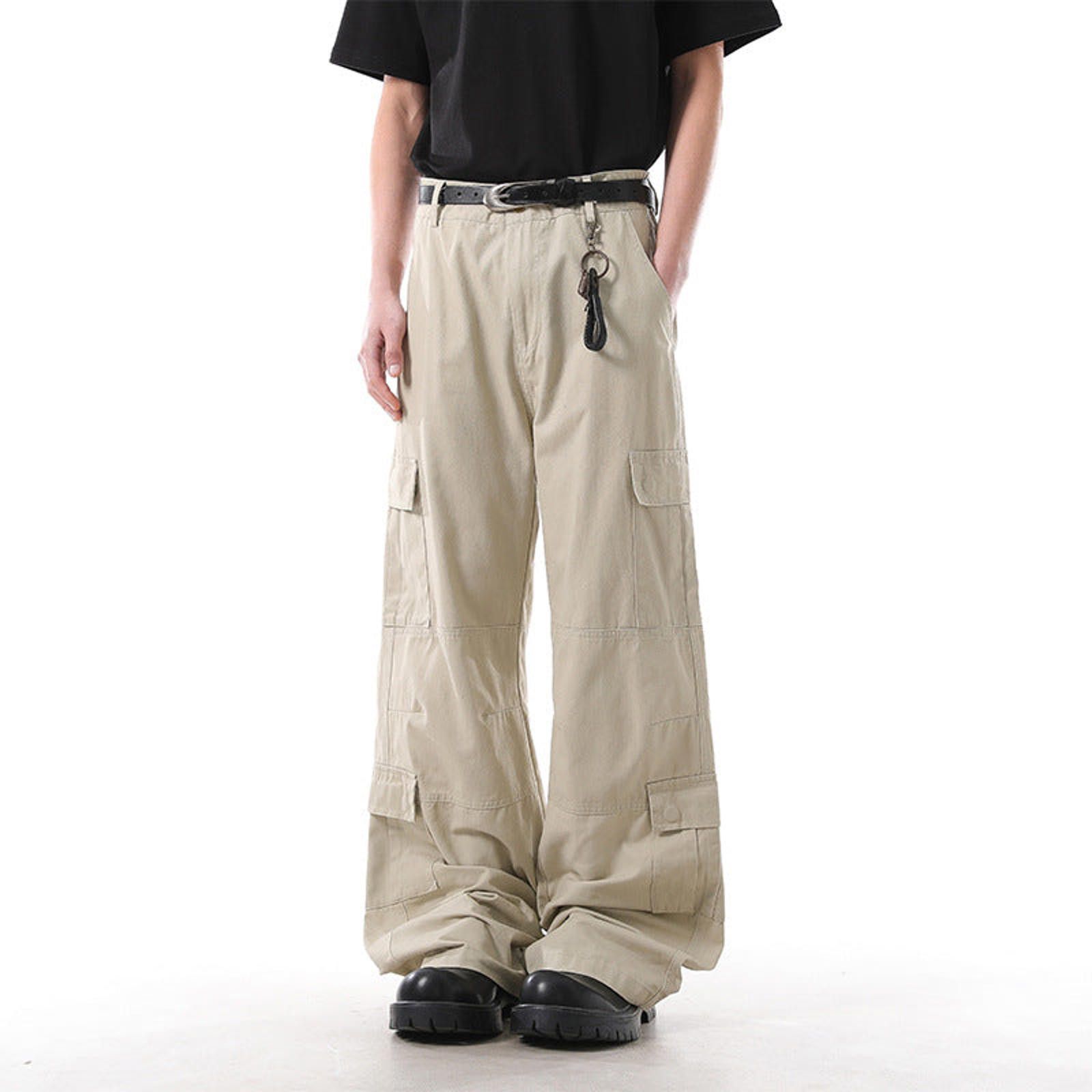 Vintage Olive Wide Leg Cargo Pants, Loose Fit Utility Pants Size US 30 / EU 46 - 1 Thumbnail
