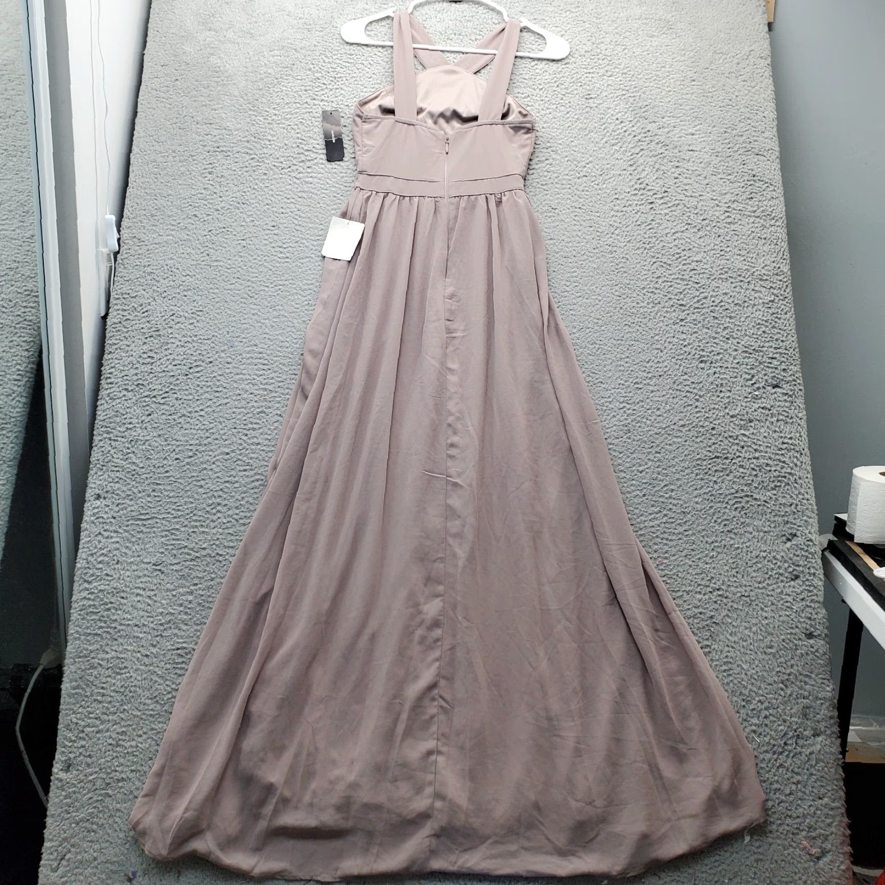 Lulus Lulus Long Maxi Dress Womens XS Brown Chiffon Formal Sleeveless V Neck Back Zip - Size XS Womens Size XS / US 0-2 / IT 36-38 - 6 Thumbnail