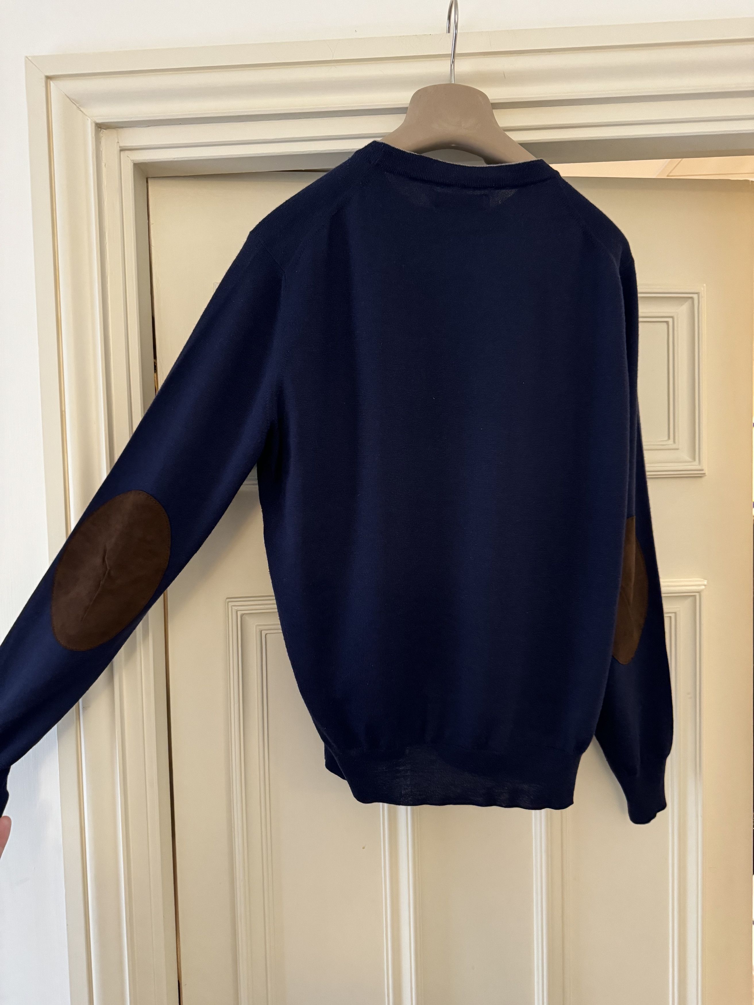 Brunello Cucinelli Cashmere Wool leather elbow patch classic pullover Size US M / EU 48-50 / 2 - 4 Thumbnail