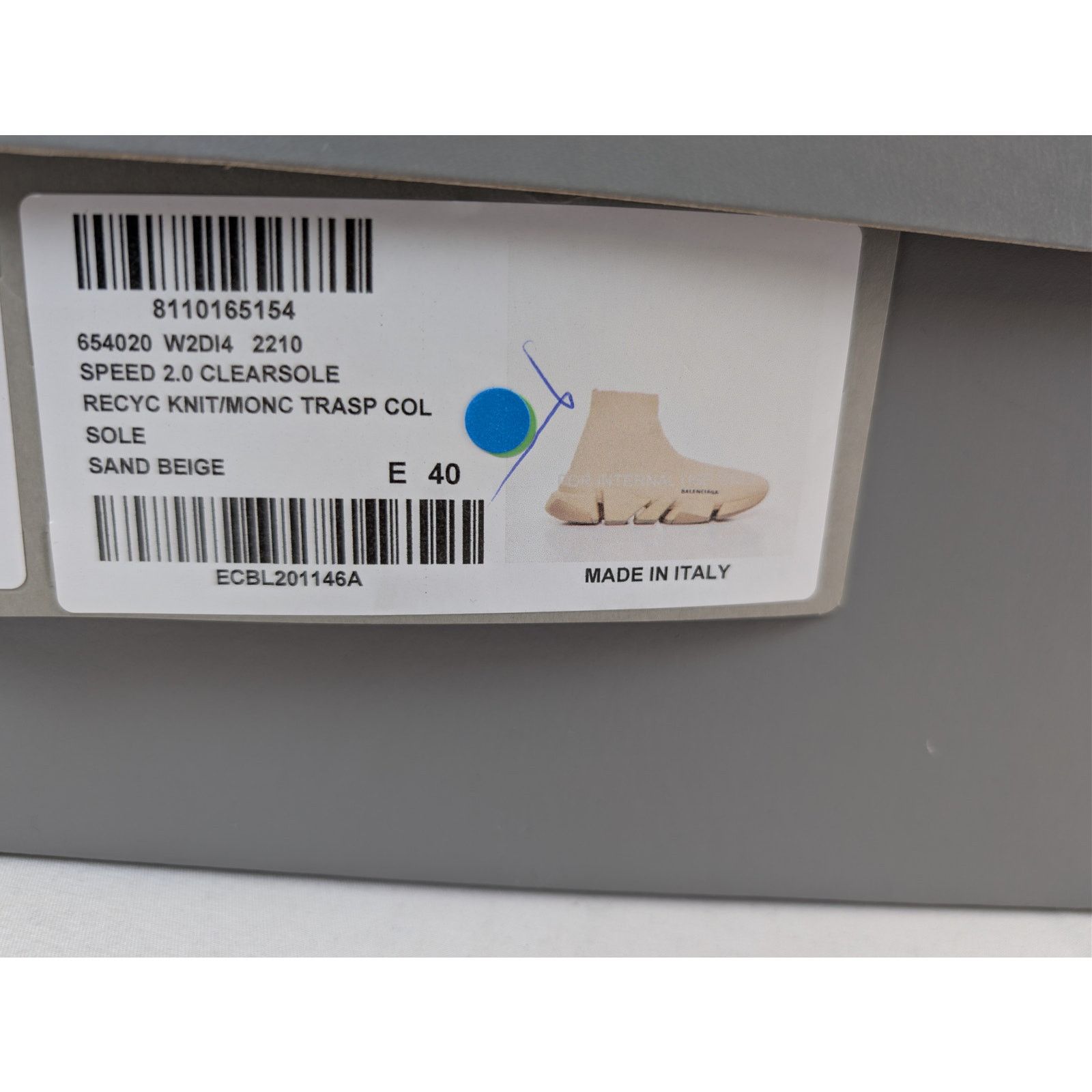 Balenciaga o1rshd1 Speed 2.0 Re Cycled Sneakers in Sand Beige Size US 7 / EU 40 - 22 Thumbnail