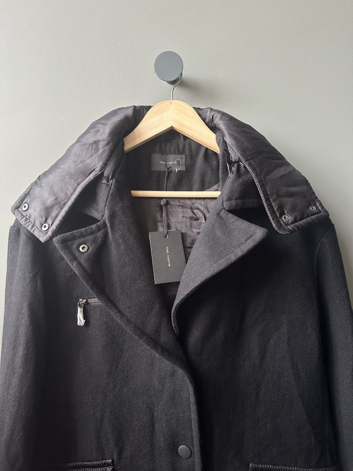 Cop Copine COP COPINE Manteu Mileni Black Wool Hooded Overcoat Size 36 Size XS / US 0-2 / IT 36-38 - 2 Thumbnail