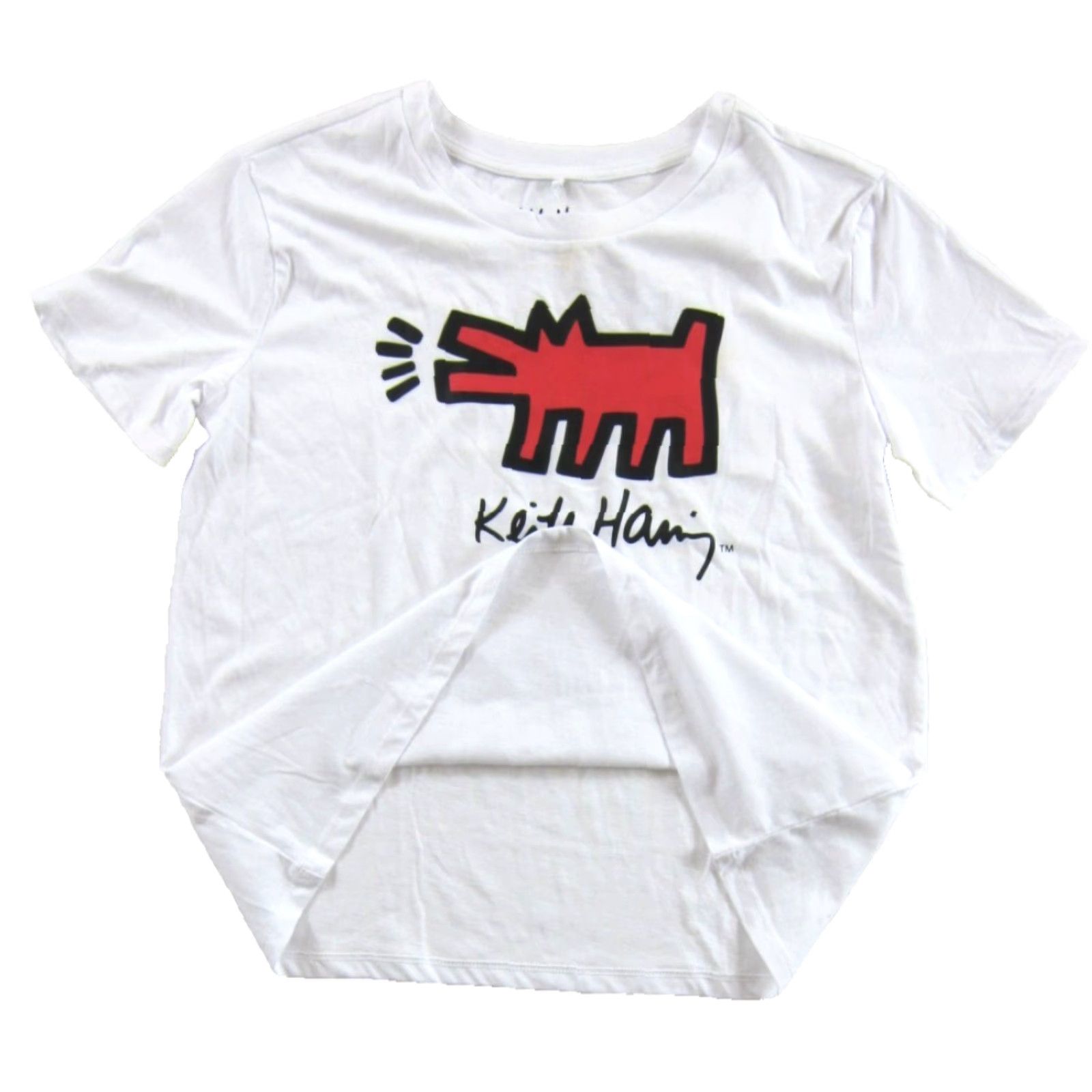 Vintage Keith Haring T-Shirt Women NWT Short Sleeve Barking Dog White Red Black Small Size S / US 4 / IT 40 - 5 Thumbnail