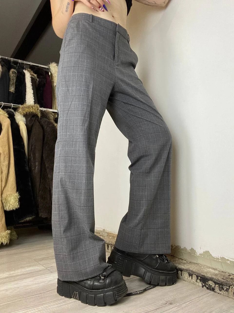 Hysteric Glamour × Vintage 2000s vintage baggy wide leg Y2k grey office pants Size 27" / US 4 / IT 40 - 3 Thumbnail