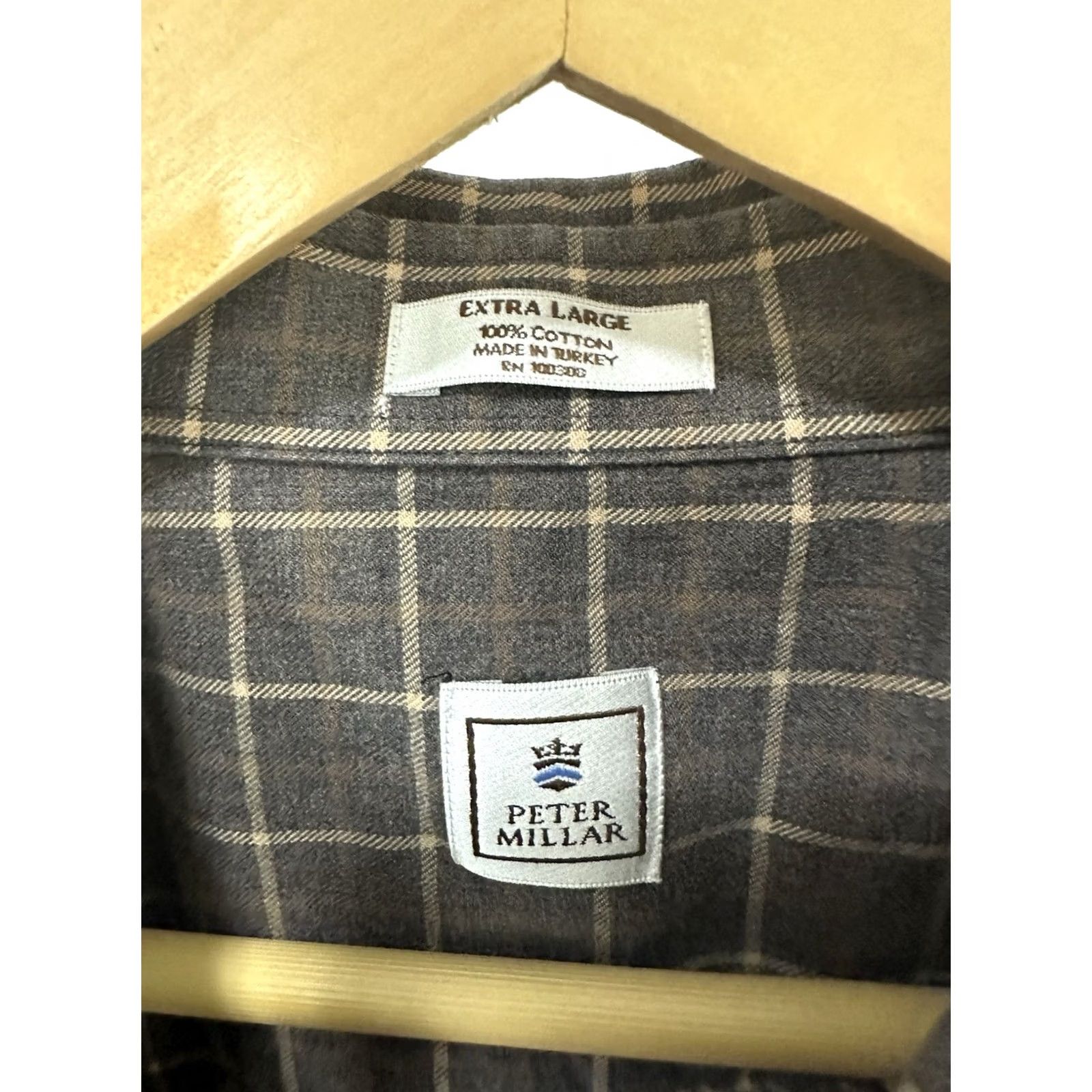 Peter Millar Peter Millar Men's Lightweight Flannel Checkered Button Long Sleeve Shirt XL Brown Size US XL / EU 56 / 4 - 3 Thumbnail