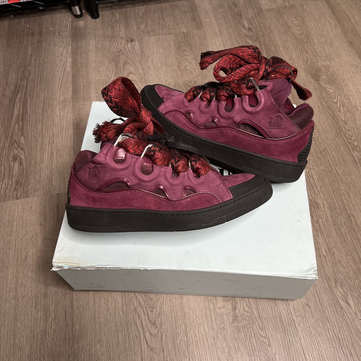 Leather Curb Sneaker Plum