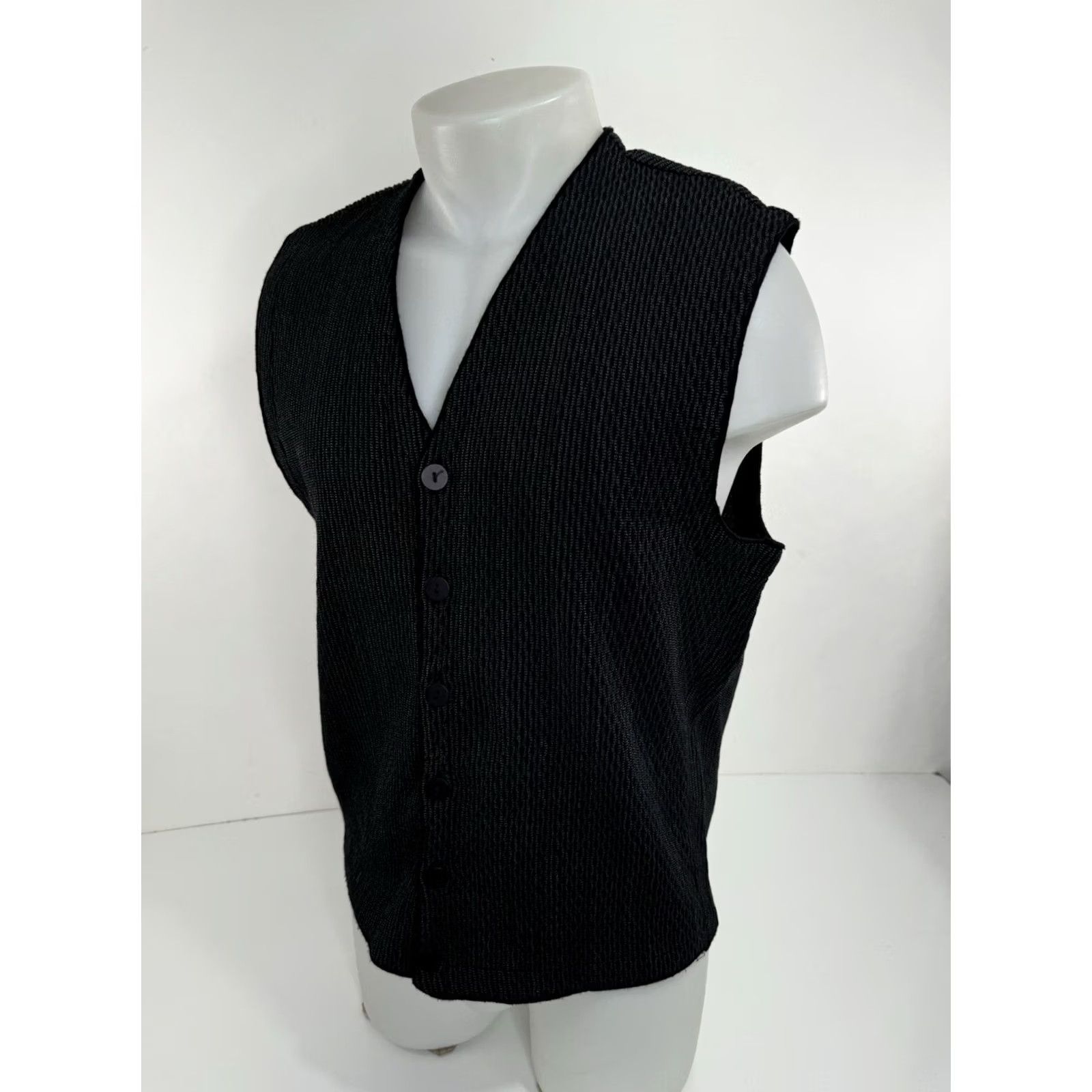 Vintage JHANE BARNES Vest Wool Blend Mens M Black / Gray Textured Waistcoat B14 Size US M / EU 48-50 / 2 - 2 Thumbnail