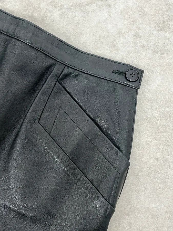 Saint Laurent Paris 1990s Saint Laurent Rive Gauche Black Leather Skirt Size 26" / US 2 / IT 38 - 7 Thumbnail