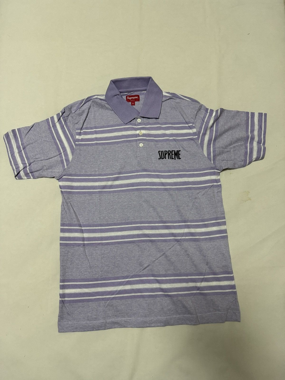 Supreme Supreme purple stripe polo T-shirt Size US S / EU 44-46 / 1 - 1 Thumbnail