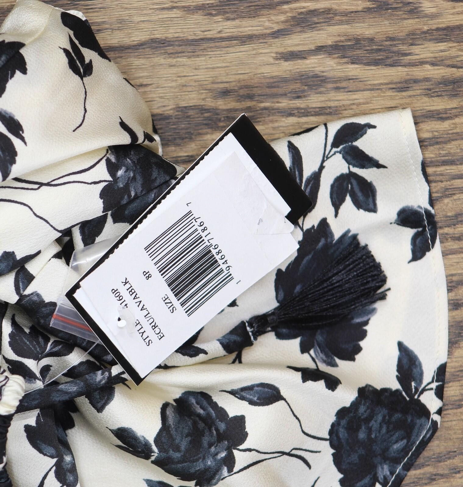 Ann Taylor Nwt Taylor Ruffled-hem Dress 4160p Ecru Black Multi 8p Size M / US 6-8 / IT 42-44 - 4 Thumbnail