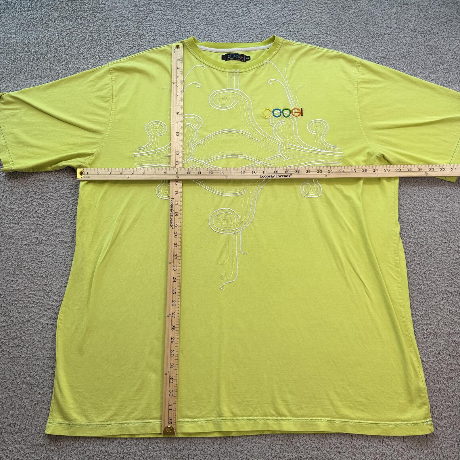 Coogi Vintage Y2K Coogi Embroidered Neon Lime T Shirt 4XL Size US XXL / EU 58 / 5 - 3 Thumbnail