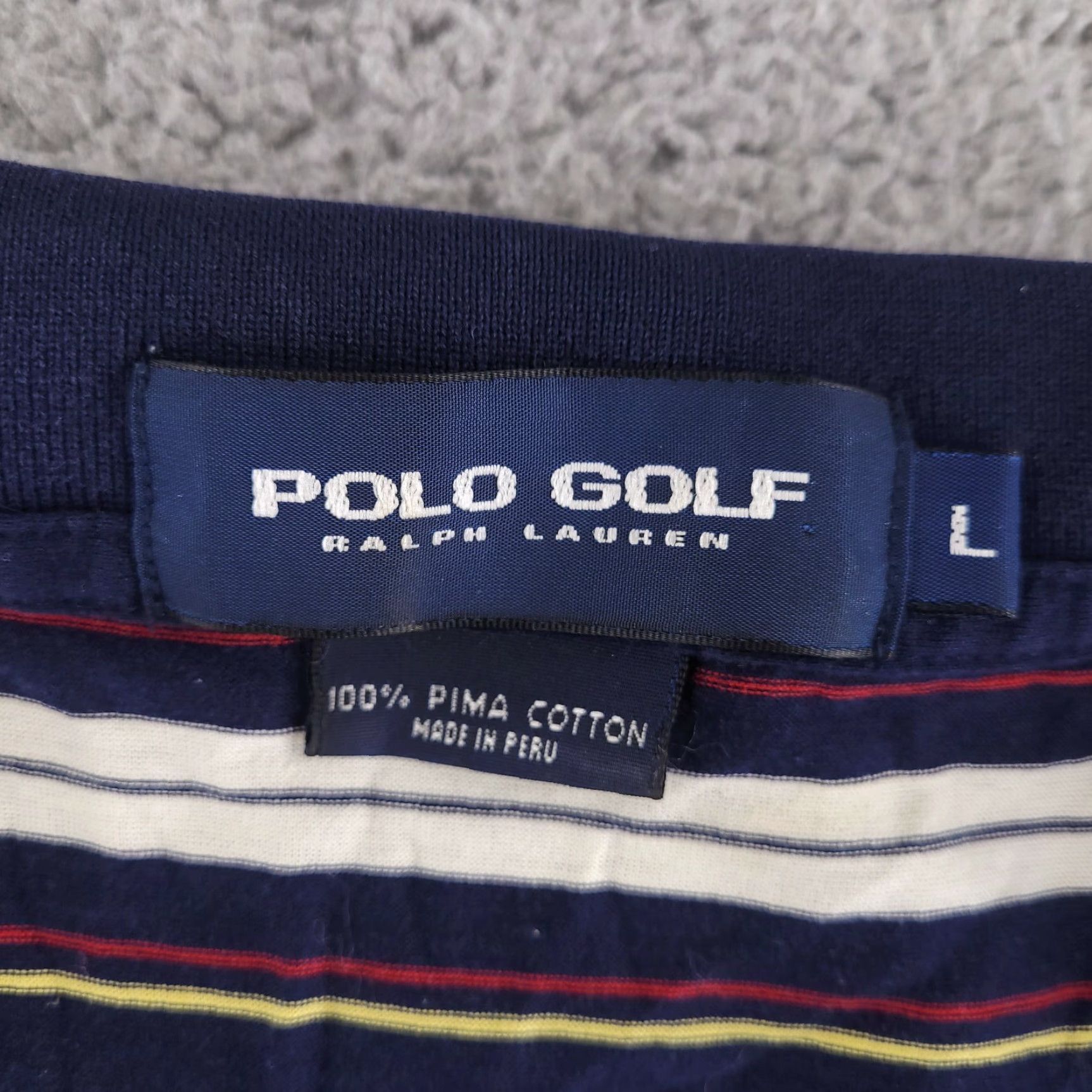 Vintage Polo Golf Polo Shirt Mens Large Striped Collared Short Sleeve Blue Pima Cotton Size US L / EU 52-54 / 3 - 3 Thumbnail