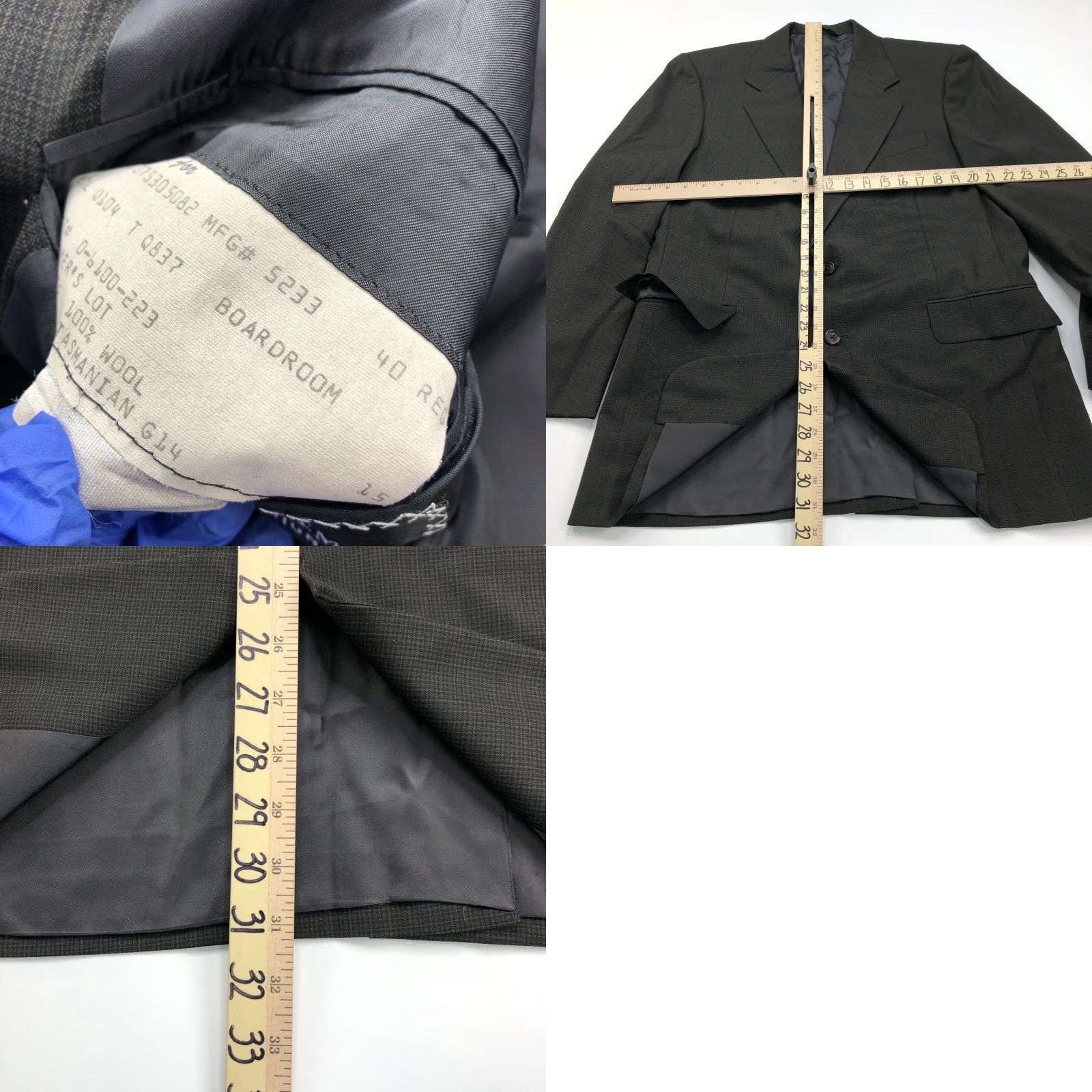 Loro Piana Hickey Freeman Sport Coat Jacket Tasmanian Ing. Loro Piana Super 120s 40R Wool Check Single-Breasted Notch Lapel, 4-Button Sleeve, Regular Fit Mens Size US XXS / EU 40 - 11 Thumbnail