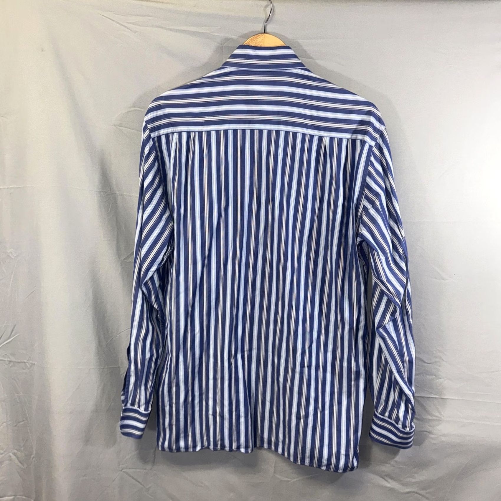 Ermenegildo Zegna Ermenegildo Zegna Shirt Mens Large Blue White Striped Button Down Dress Shirt Size 42R - 2 Thumbnail