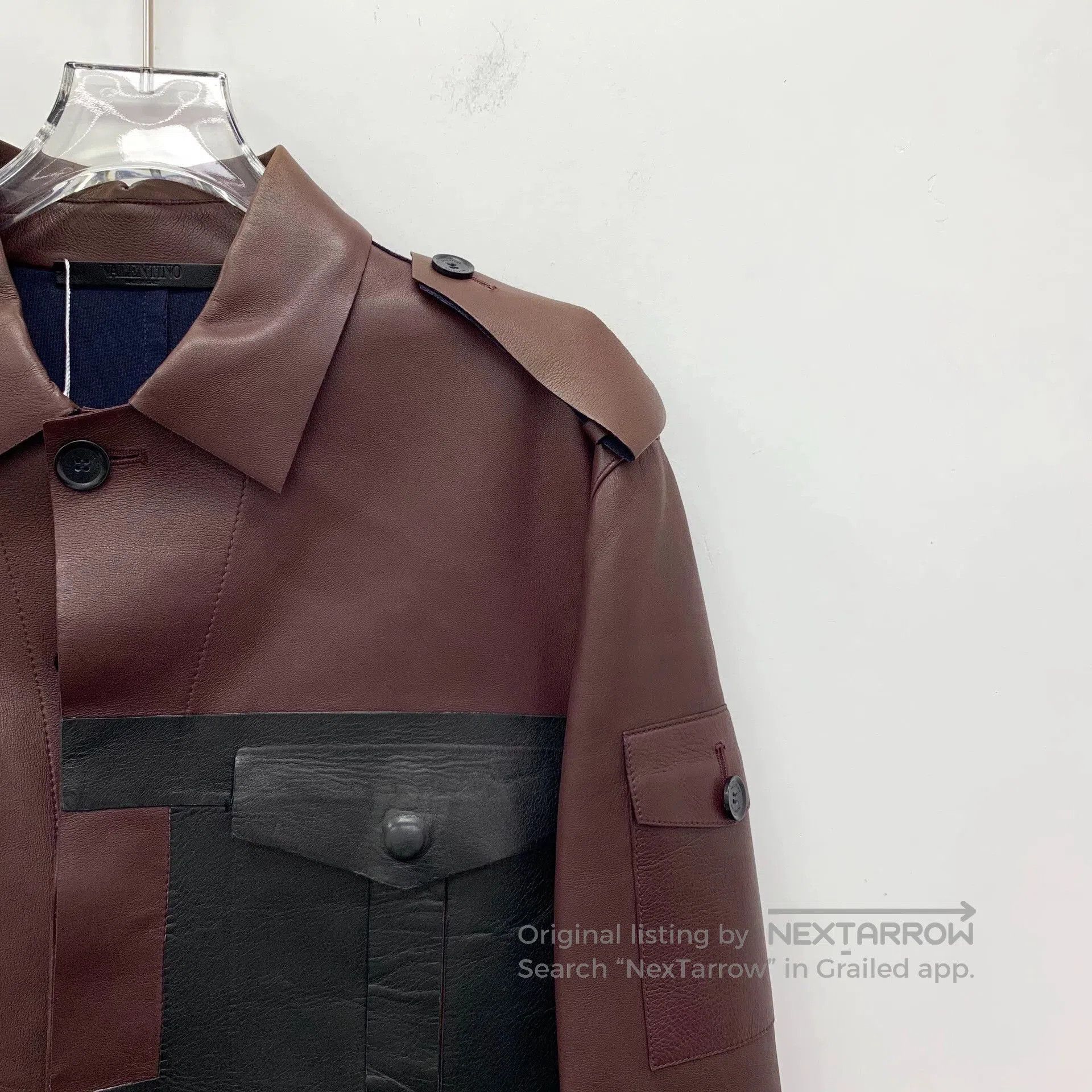 Valentino Valentino Brown Leather Collared Jacket. Size US M / EU 48-50 / 2 - 3 Thumbnail