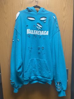 Balenciaga Winter 22 Gaffer Destroyed hoodie Distressed and
