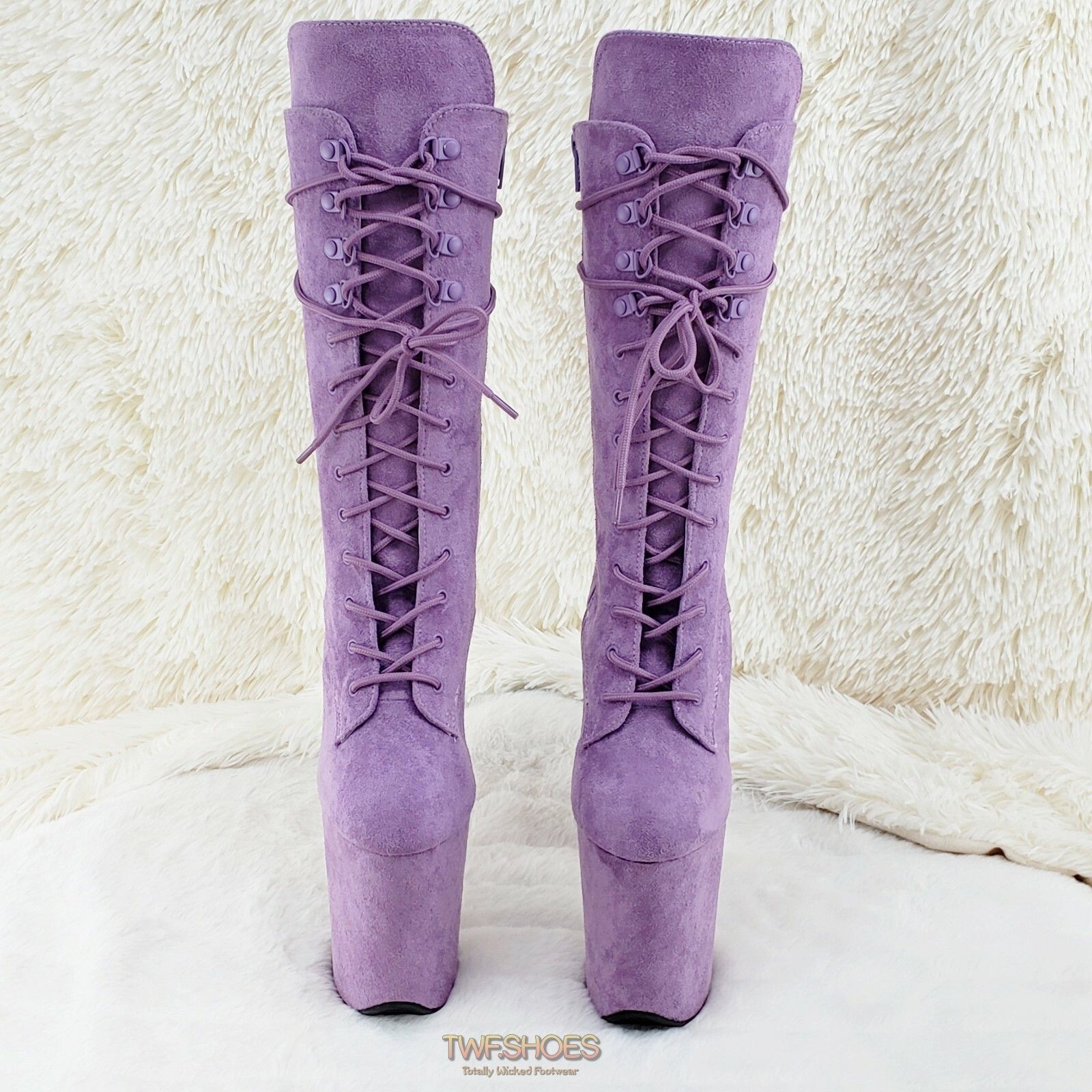Other Flamingo 1050FS Lilac Purple V-Suede 8" Heel Platform Mid Ca Size US 9 / IT 39 - 2 Thumbnail